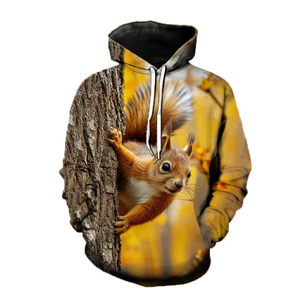 Squirrel Animal 3D Print Hoodies Men's Women Hip Hop Hooded Sweatshirts Harajuku Pullover Street Tracksuit Unisex Coat Clothing