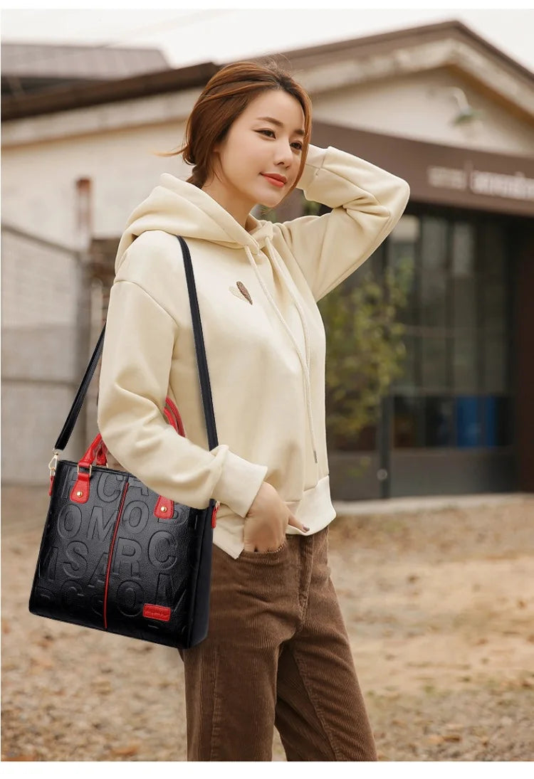Ladies Large Capacity Leather Shoulder Bag 2025 New Style Urban Simple Tote Bag Women's Single Shoulder Bag Daily Match PlatiNum