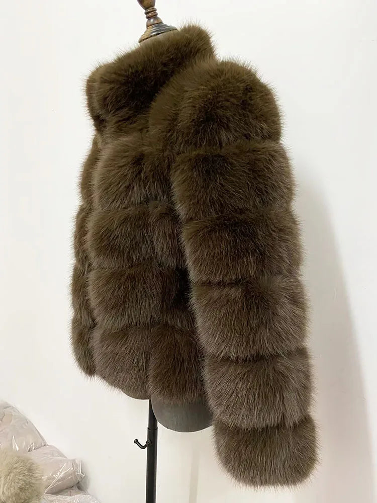 ZADORIN Winter Clothes For Women Stand Collar Splicing Long Sleeve Faux Fur Coat Women Black White Fluffy Jacket Faux Fur Coats