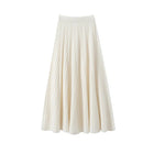 TLOML Luxury Women's 100% Cashmere Skirt Pleated Mid-Calf Skirt Autumn Winter Office Lady Grace Style Skirt Cashmere Knitwear PlatiNum