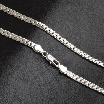 Collana in argento sterling 925 con catena laterale da 5 mm da 16/18/20/22/24 pollici per donna uomo gioielli di fidanzamento di nozze di moda PlatiNum