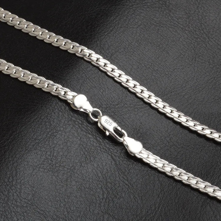 Collana in argento sterling 925 con catena laterale da 5 mm da 16/18/20/22/24 pollici per donna uomo gioielli di fidanzamento di nozze di moda PlatiNum