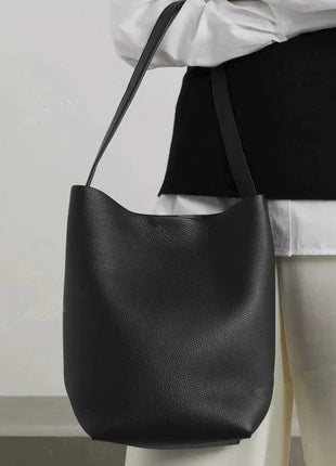 Grande borsa a secchiello morbida in pelle martellata, con tracolla lunga e sottile, borsa tote spaziosa per lavoro e shopping quotidiano