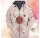 New Animal Pig Graphic 3d Print Zip Up Hoodie Men Women Funny Cute Animal Sweatshirt Boy Coat Women Sweats Street Tracksuit Tops
