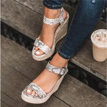 Nuovi Sandali Donna Espadrillas con Zeppa 2026, Open Toe con Cinturino e Fibbia, Platform Estivi da Spiaggia Casual Comodi Antiscivolo Taglie Forti