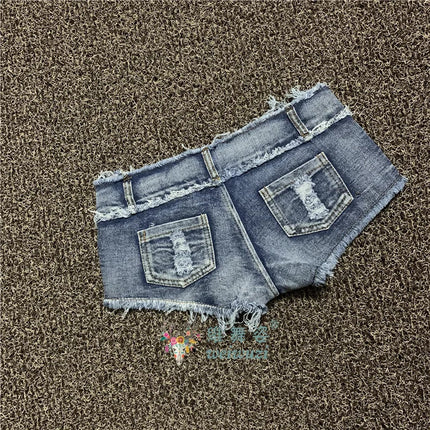 Sexy Charming Button Low Waist Denim Shorts Women Clothing Fashion Jeans Super Shorts NightClub DJ Pole Dance DS Party Hot Pants PlatiNum