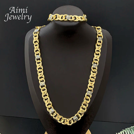 Set di Gioielli Originali per Uomo, Collana e Bracciale Hip Hop Placcati in Oro, Gioielleria alla Moda per Feste, Uso Quotidiano e Regali platinumshop