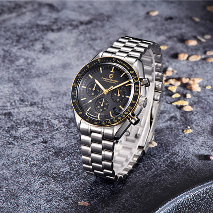 2026 Nuovi PAGANI DESIGN Uomo Luna orologi di lusso orologio al quarzo Uomo nero Automatico Data Velocità Cronografo impermeabile in acciaio inox Wristwathch Spedito localmente in Europa