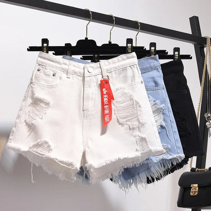 1 pz estate donna pantaloncini di jeans moda casual jeans a vita alta tasca femminile nappa pantaloni caldi signora streetwear pantaloni corti