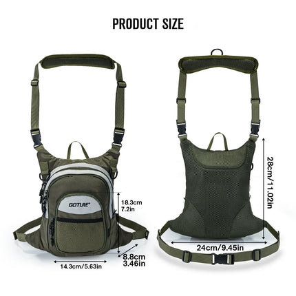 Goture 100% Polyester Fly Fishing Bag, Ultra-Light Chest Bag with Multiple Pockets, Fishing Accessory Bag, Outdoor Shoulder Bag