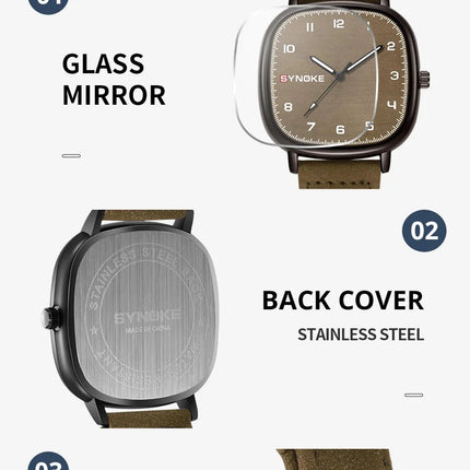 SYNOKE orologio al quarzo da uomo Fashion Simple Business Belt orologio al quarzo per uomo orologio da polso per studenti sport Non meccanico platinumshop
