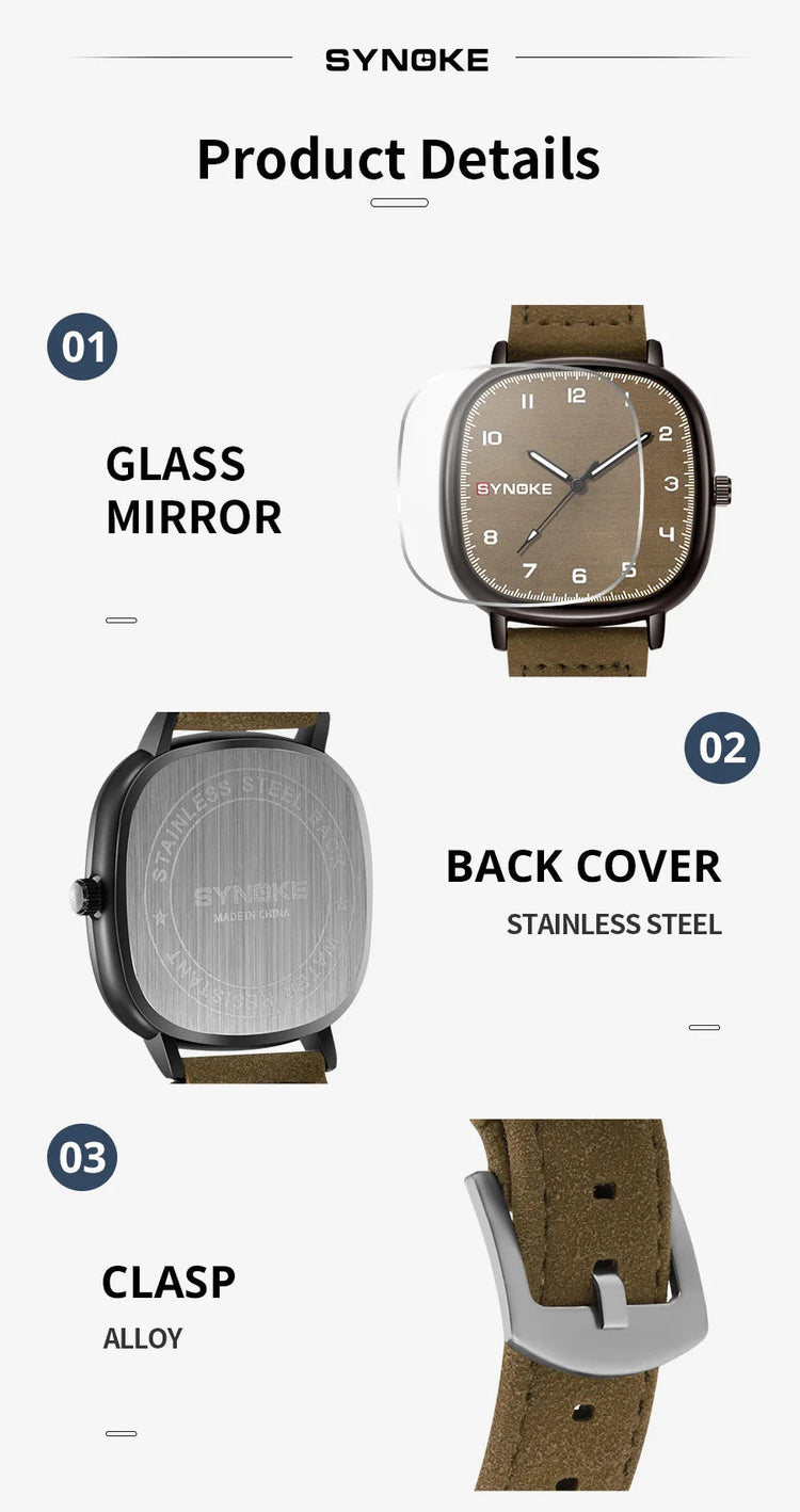 SYNOKE orologio al quarzo da uomo Fashion Simple Business Belt orologio al quarzo per uomo orologio da polso per studenti sport Non meccanico platinumshop