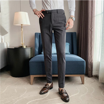 Pantaloni da abito da uomo primavera autunno Moda stile britannico Business Office Pantaloni eleganti da uomo Pantaloni da uomo slim fit a righe di alta qualità