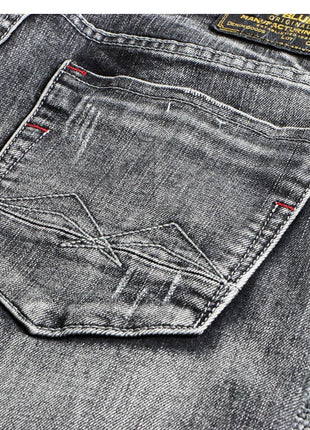 Italian Style Fashion Men Jeans Retro Gray Elastic Slim Fit Ripped Jeans Men Trousers Vintage Designer Casual Denim Pants Hombre PlatiNum