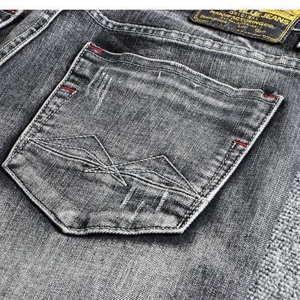 Italian Style Fashion Men Jeans Retro Gray Elastic Slim Fit Ripped Jeans Men Trousers Vintage Designer Casual Denim Pants Hombre PlatiNum