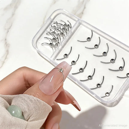 2pcs Set French Tip Nail Stickers Diamond Line 5D Gold Silver French Line Nail Art Stickers Crystal Curve Wave Strips Slider2028