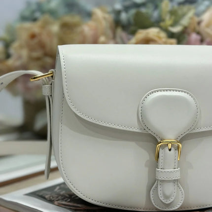 Borsa a Tracolla in Pelle Liscia Bianco Sporco, Lussuosa Borsa Multifunzione da Spalla