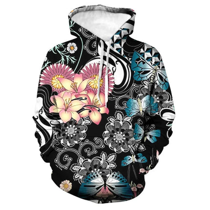 Fashion Rose Floral Hoodies Flower 3D Print Men Women Hip Hop Streetwear Hooded Sweatshirts Oversized Pullovers Top Man Clothing