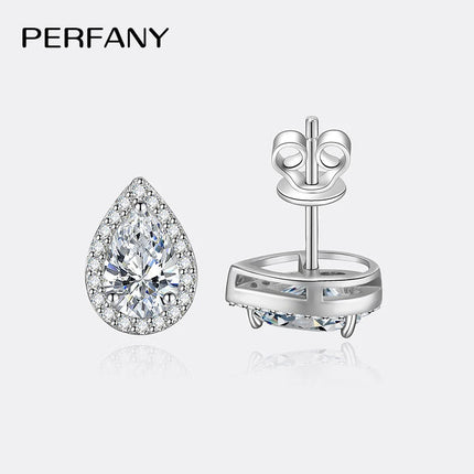 PERFANY 1CT Moissanite Earrings for Women S925 Pure Silver Water Droplet Cutting Laboratory Diamond Earrings Luxury Jewelry PlatiNum
