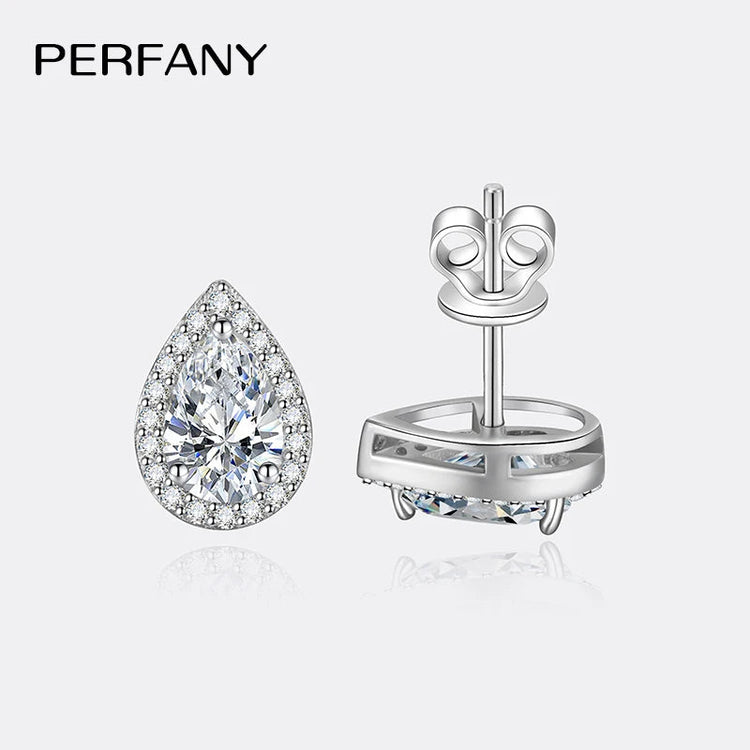 PERFANY 1CT Moissanite Earrings for Women S925 Pure Silver Water Droplet Cutting Laboratory Diamond Earrings Luxury Jewelry PlatiNum