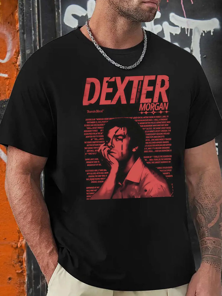 T-shirt da uomo in cotone 100% con stampa di poster di film, stile unisex adatto per abbigliamento da esterno e da casa, alta qualità
