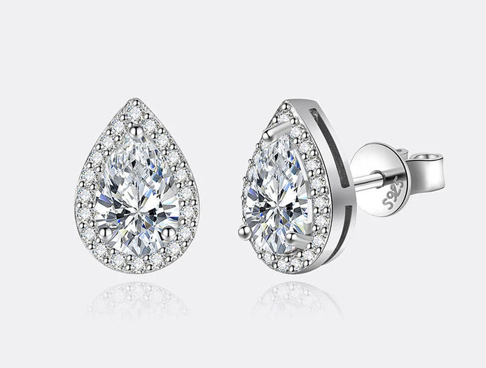 PERFANY 1CT Moissanite Earrings for Women S925 Pure Silver Water Droplet Cutting Laboratory Diamond Earrings Luxury Jewelry PlatiNum