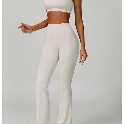Flared Leggings Women's Wide-leg Pants High Waisted Hip lifting Yoga Pants Quick Drying Running Exercise Fitness Bell bottoms PlatiNum