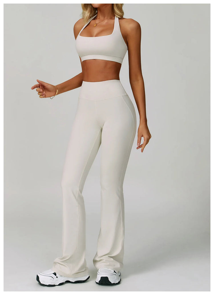 Flared Leggings Women's Wide-leg Pants High Waisted Hip lifting Yoga Pants Quick Drying Running Exercise Fitness Bell bottoms PlatiNum