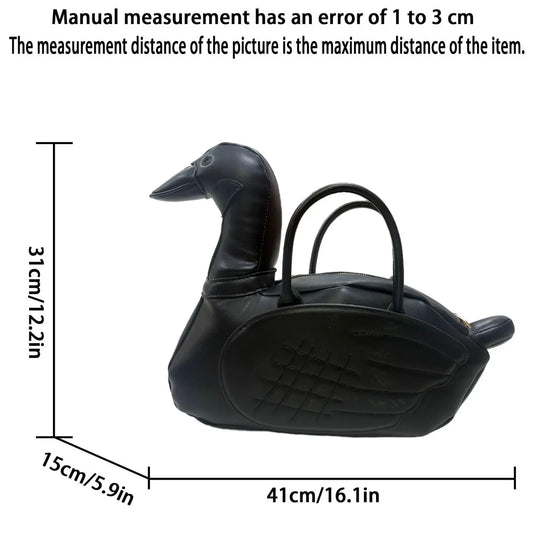 New Couples Personalized Creative Swan Shaped Handbag Adult Animal Shaped Crossbody Bag Niche Plaid Solid Color PU Armpit Bag