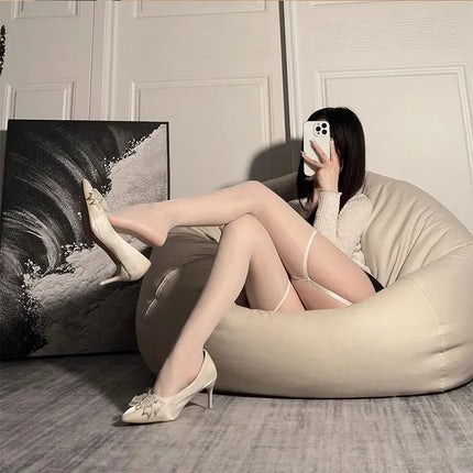 Bodystocking a stile francese con giarrettiere, calze a coscia alta di lusso, collant in seta trasparente, abbigliamento formale da donna, collant intero traspirante