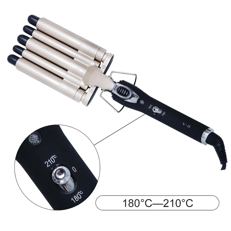 3 in 1 Deep and Small Reversible Big and Small Wave Styles Triple Barrel Deep Hair Waver Curling Iron and Curler