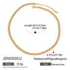 Uworld Simple Classic Zircon Serpentine Necklace 18K Gold Color Plated Stainless Steel Serpentine Chain Stackable Chain Women's PlatiNum