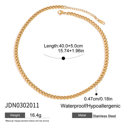 Uworld Simple Classic Zircon Serpentine Necklace 18K Gold Color Plated Stainless Steel Serpentine Chain Stackable Chain Women's PlatiNum