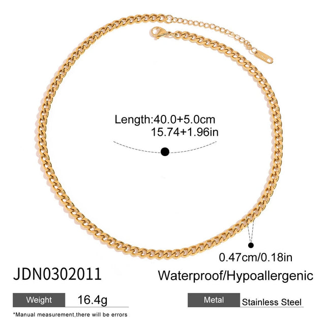 Uworld Simple Classic Zircon Serpentine Necklace 18K Gold Color Plated Stainless Steel Serpentine Chain Stackable Chain Women's PlatiNum