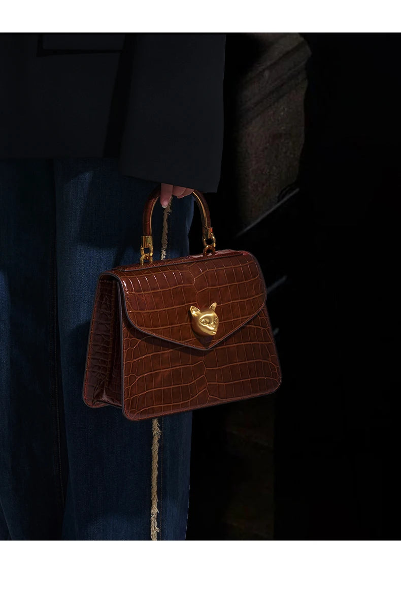 2025 BAFELLI CAT DONNA NUOVA PATTERN CROCODILE IN PELLE FASHION BORSA STYLISH BUSINESS FEMALE IN PELLE BRAND DI LUSSO OL PURSE