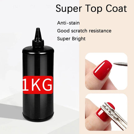 1000ML Super Shiny Top Coat Nail Art Gel Varnish Semi Permanent Soak Off No Wipe UV Gel Varnish Shining Clear Top Coat