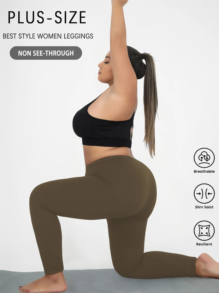 Plus Size Super Soft Sport Leggings For Women  No See Through Workout Running Yoga Athletic running Leggings PlatiNum