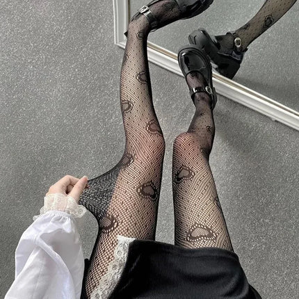 Cuore Fiore Maglia Ragazza giapponese Lolita Ins Collant Calze Bianche Collant a rete Donna per le donne Calza legging estiva