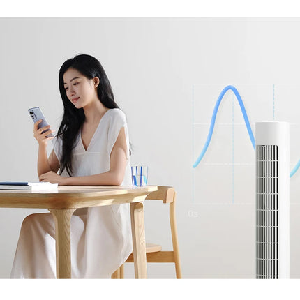 Ventilatore a Torre MIJIA Smart DC a Frequenza Variabile 2a Generazione, 150 °   Ventilatori oscillanti da terra per ambienti, 4 velocità, 3 modalità, versione CN con adattatore