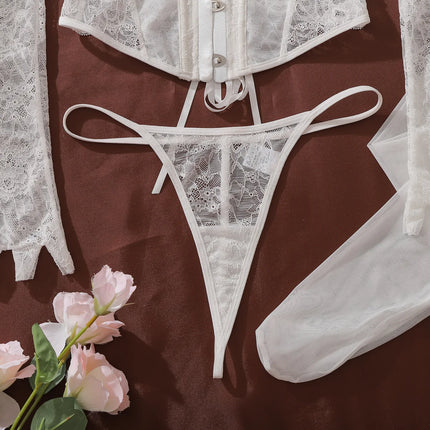 2026 Style Lace Splicing Lingerie Set Womens Sexy Waist And Body Gathering Body Fishbone Bra Shaping Adjustable Underwear