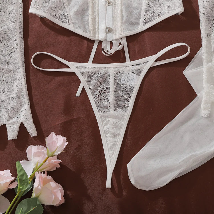 2026 Style Lace Splicing Lingerie Set Womens Sexy Waist And Body Gathering Body Fishbone Bra Shaping Adjustable Underwear
