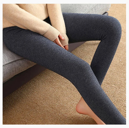 Adult Winter Thermal Thickened High-Waist Wool Leggings Pure Wool Base Layer Knit Pants Thigh-High Tights for Autumn