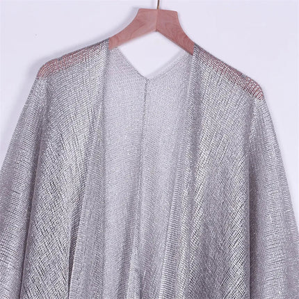 Abito copricostume da spiaggia lavorato a maglia trasparente con nappe sexy con frange Tunica in rete lucida per costumi da bagno da donna Abito da spiaggia leggero con copertura in rete platinumshop