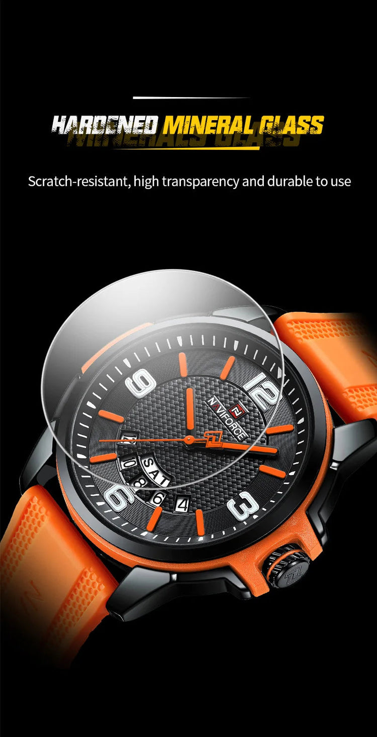 NAVIFORCE Creativo cinturino in TPU orologio da polso maschile moda sportiva 3ATM quarzo impermeabile giorno e data display orologi da uomo Reloj Hombre platinumshop