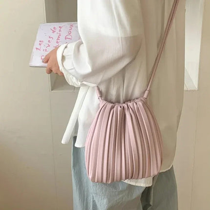 Summer Fashion New Crossbody Bag Women's PU Single Shoulder Mini Bag Luxury Versatile Pleated Casual Small Square Bag Handbags PlatiNum