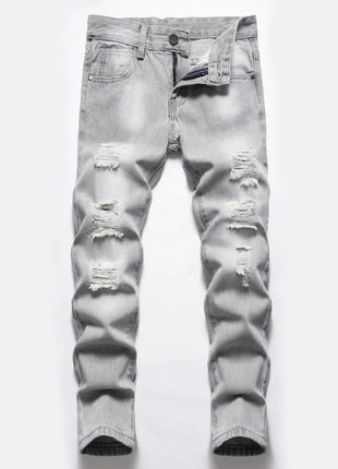Jeans Boys Straight Ripped Children Washed Distressed Pockets Stretch Casual Denim Trousers Big Kids Streetwear 2025 Hole Pants PlatiNum