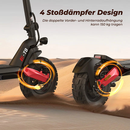 Isinwheel T8 Scooter elettrico per adulti 1200W 48V15Ah Batteria Scooter elettrico pieghevole Pneumatici solidi da 10 pollici Scooter elettrico da città platinumshop