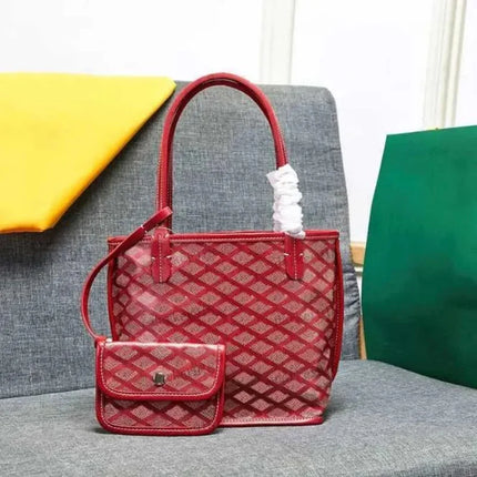 Borsa da Shopping in Vera Pelle di Alta Qualità per Donna, 20cm, Set di 2 Pezzi con Piccolo Portamonete