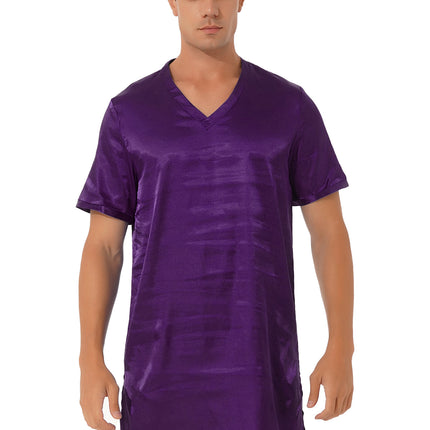 Donna uomo pigiama in raso di seta pigiameria maniche corte camicia da notte Kimono accappatoio abito da notte accappatoio camicia da notte estiva Homewear