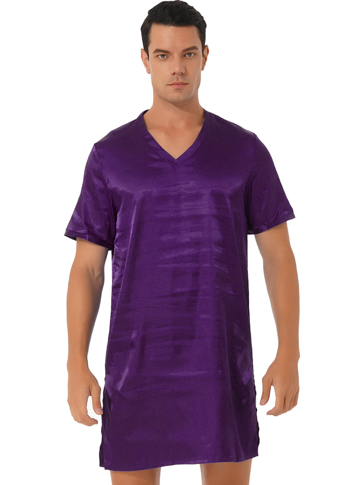 Donna uomo pigiama in raso di seta pigiameria maniche corte camicia da notte Kimono accappatoio abito da notte accappatoio camicia da notte estiva Homewear